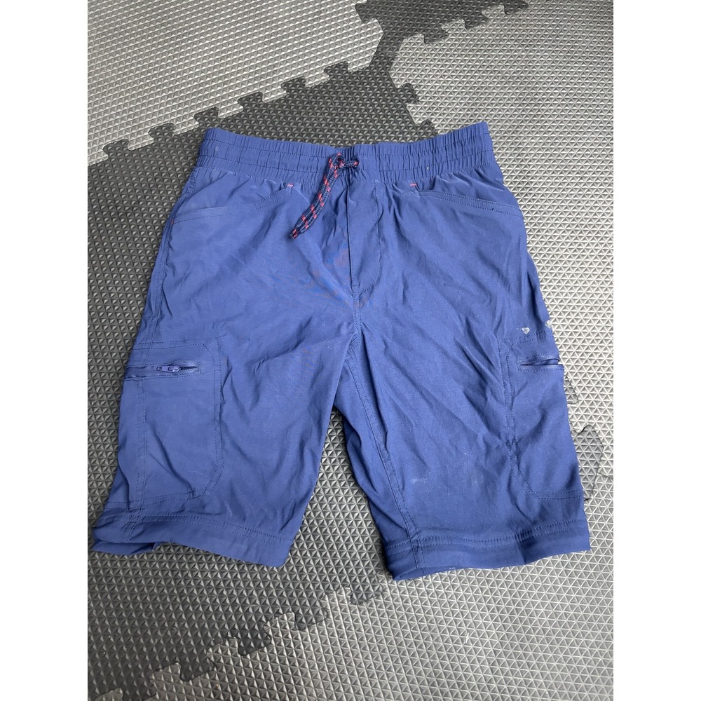 Eddie Bauer Kids‎ L (14/16) Blue Cargo Shorts Elastic Waist Drawstring Outdoor